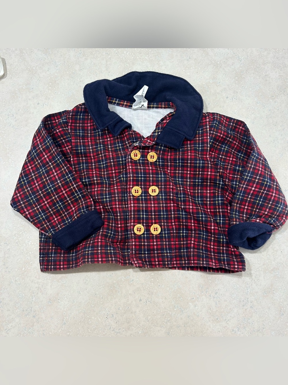 healthtex Red & Navy Plaid Double-Breasted Kids Shirt Jacket